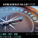 【新版】極意書STRATEGIES~ライントレード20の戦略~ 20 戦略16-18の内容を示すコンパスと戦略の文字が描かれた画像。オンライン学習コースのスリースタータードットジェーピーに関連し、戦略的思考や計.