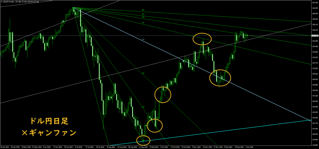 ドル円日足×ギャンファン