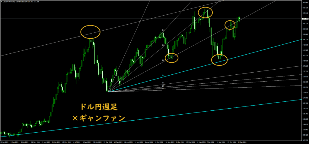 ドル円週足×ギャンファン