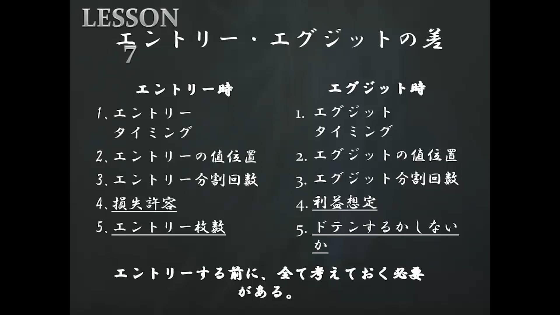 LESSON7 エントリー・エグジットの差